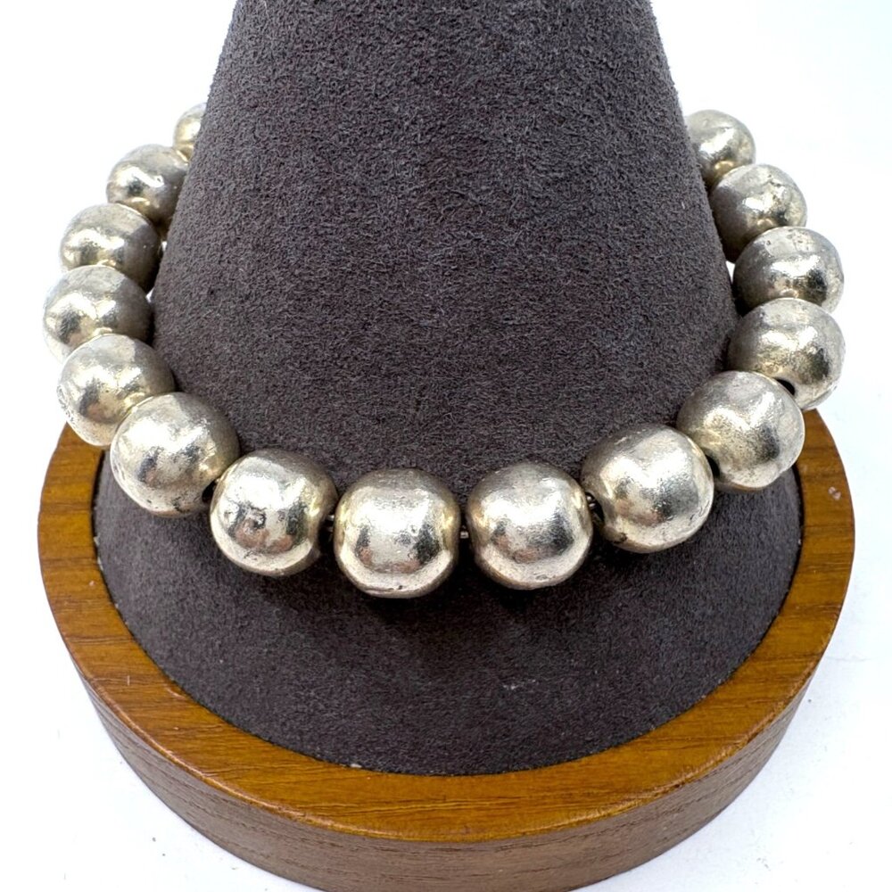 VTG Solid Sterling Silver 925 Ball Bead Chain Bracelet Size 8.25" Length